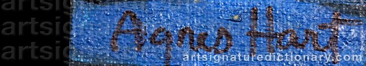 Authentic signature by Agnes HART on  artwork