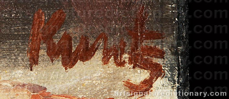 Authentic signature by Roger Edward KUNTZ on artwork