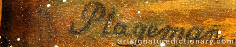 Authentic signature by Carl Gustaf PLAGEMANN on  artwork