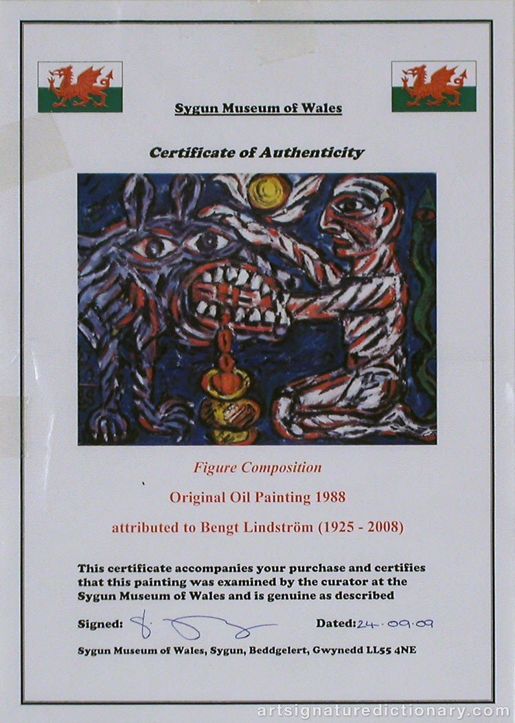 Close-up details showing Bengt LINDSTRÖM signature forgery characteristics