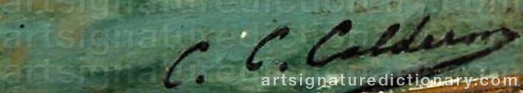Authentic signature by Charles-Clément CALDERON on  artwork