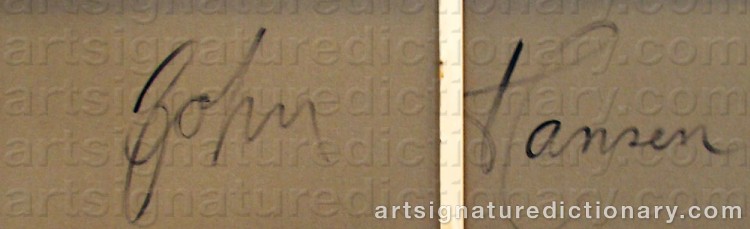 Authentic signature by John HANSEN on  artwork