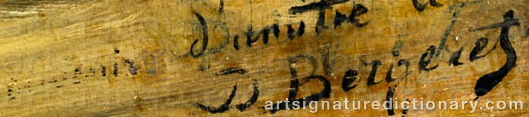 Authentic signature by Denis Pierre BERGERET on  artwork