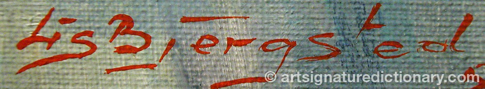 Authentic signature by Lis BJERGSTEDT on  artwork