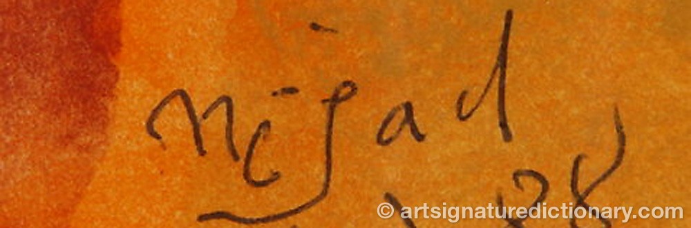 Authentic signature by Nejat DEVRIM on Drawing/Graphic/Print artwork