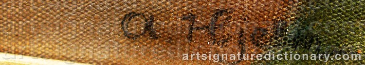 Authentic signature by Axel HJELM on Painting/Watercolour artwork