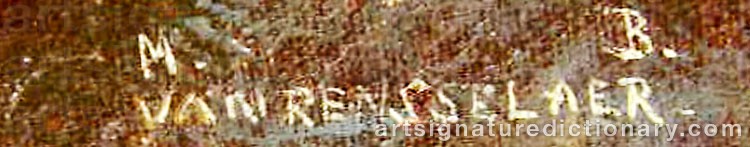 Authentic signature by Molly Birchard Van RENSSELAER on  artwork