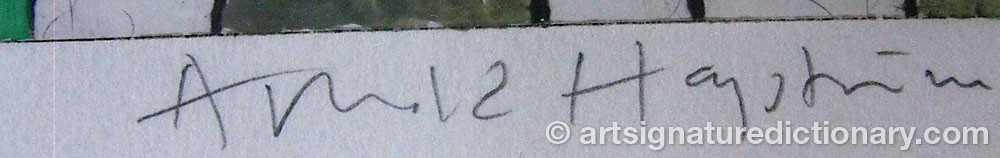 Authentic signature by Arnold HAGSTRÖM on  artwork