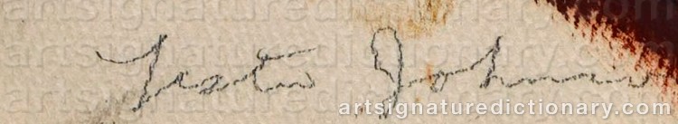 Authentic signature by Lester F. JOHNSON on Painting/Watercolour artwork