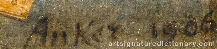 Authentic signature by Albert ANKER on Painting/Watercolour artwork