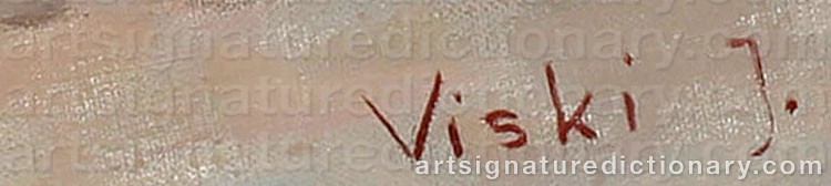 Authentic signature by János VISKI on  artwork