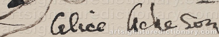 Authentic signature by Alice Stanley ACHESON on artwork