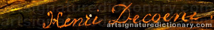 Authentic signature by Jean Henri De COENE on  artwork