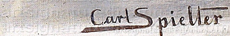 Authentic signature by Carl Johann SPIELTER on artwork
