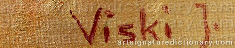 Authentic signature by János VISKI on  artwork