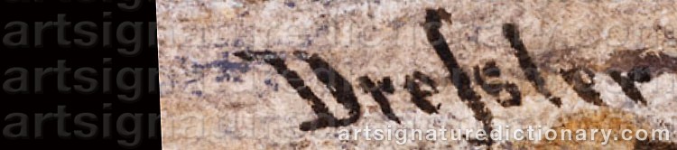 Authentic signature by Albert DRESSLER on  artwork