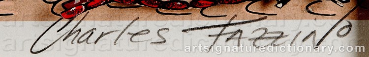 Authentic signature by Charles FAZZINO on Drawing/Graphic/Print artwork