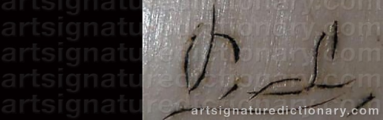 Authentic signature by Paul LARSSON on  artwork