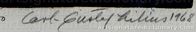 Authentic signature by Carl-Gustaf LILIUS on  artwork