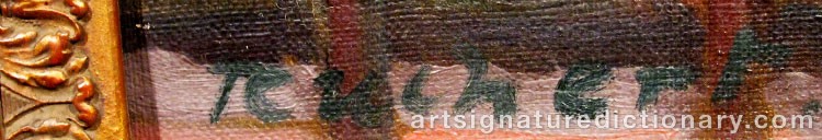 Authentic signature by Karoly TEUCHERT on  artwork