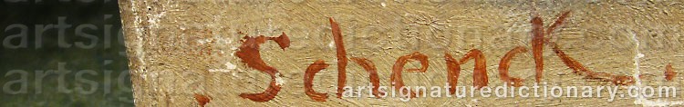 Authentic signature by August Friedrich SCHENCK on Painting/Watercolour artwork