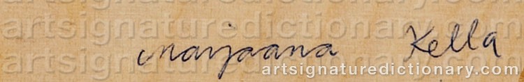 Authentic signature by Marjaana KELLA on  artwork