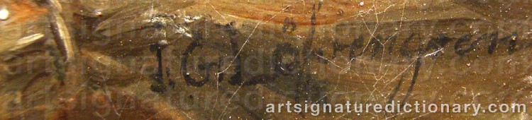 Authentic signature by Johan Gustaf LÖFVENGREN on  artwork