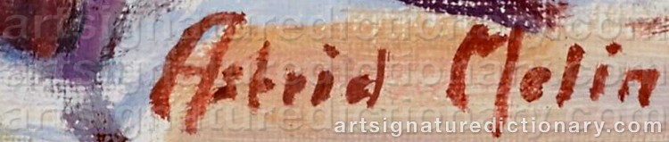 Authentic signature by Astrid MOLIN on Painting/Watercolour artwork