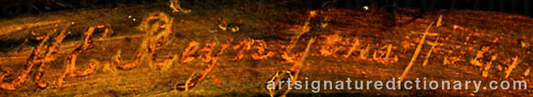 Authentic signature by Henricus Engelbert REYNTJENS on  artwork