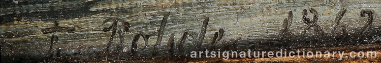 Authentic signature by Frederik Niels Martin ROHDE on Painting/Watercolour artwork