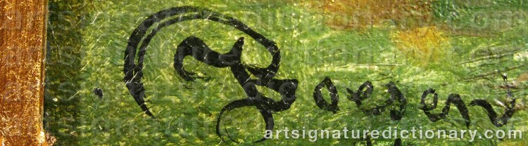 Authentic signature by Johannes BOESEN on  artwork