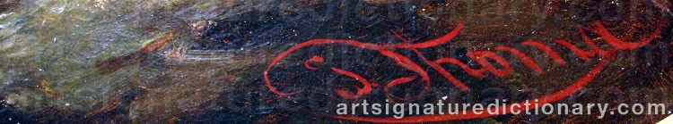 Authentic signature by Josef The Younger THOMA on  artwork